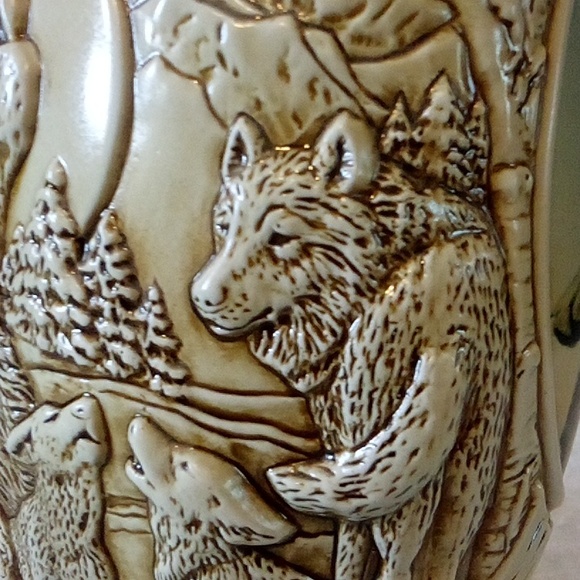 Wolves beer Stein vintage 1997  Avon pottery ceramic & pewter limited ed - Picture 6 of 8
